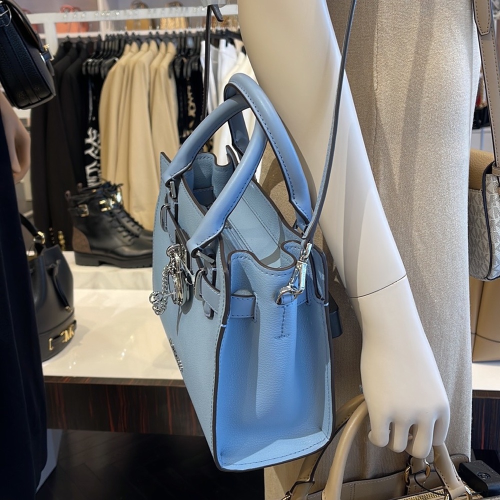 Michael Kors Hamilton Small Satchel Shoulder Crossbody Bag COLOR: Pale Blue - Picture 15 of 16